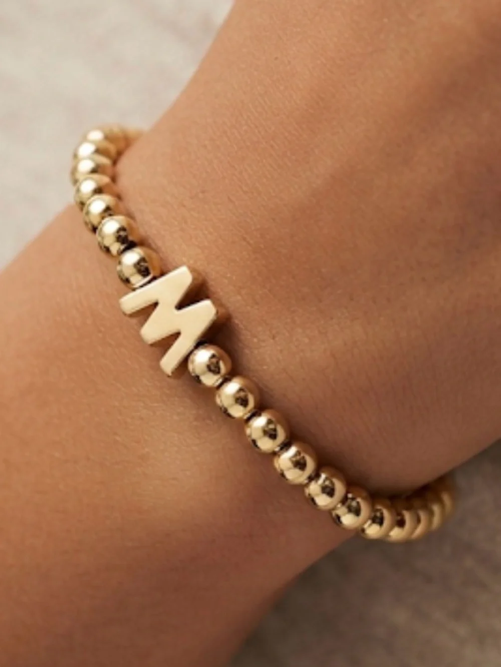 Gold Beaded 'W' Stretch Bracelet